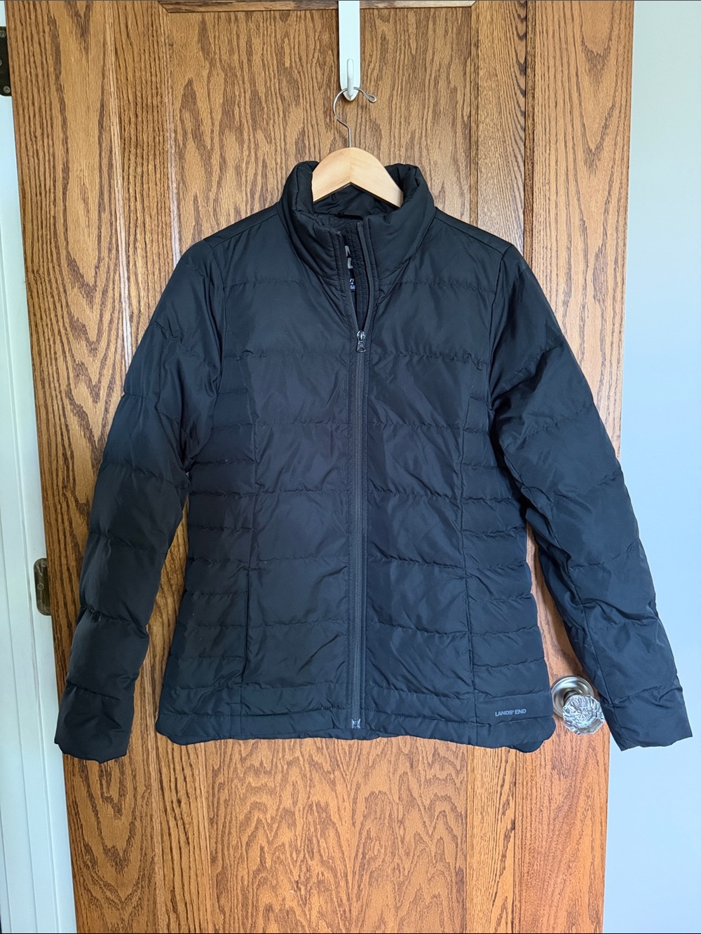 Lands' End Women's Black Quilted Packable Puffer Jacket
